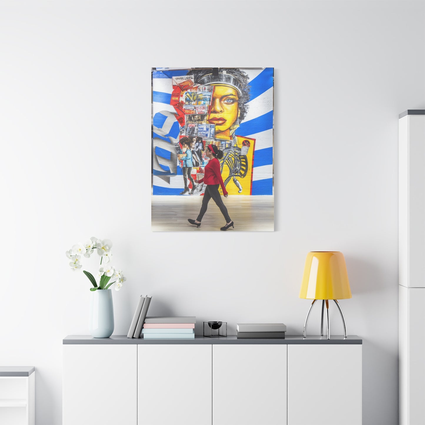 Urban Collage Mural Portrait Wall Art & Canvas Print