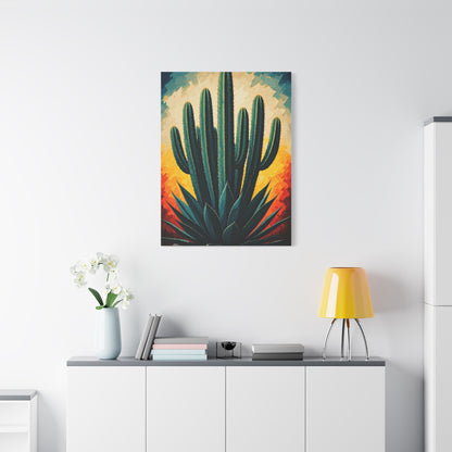 Sunburst Desert Saguaro Illustration Wall Art & Canvas Prints
