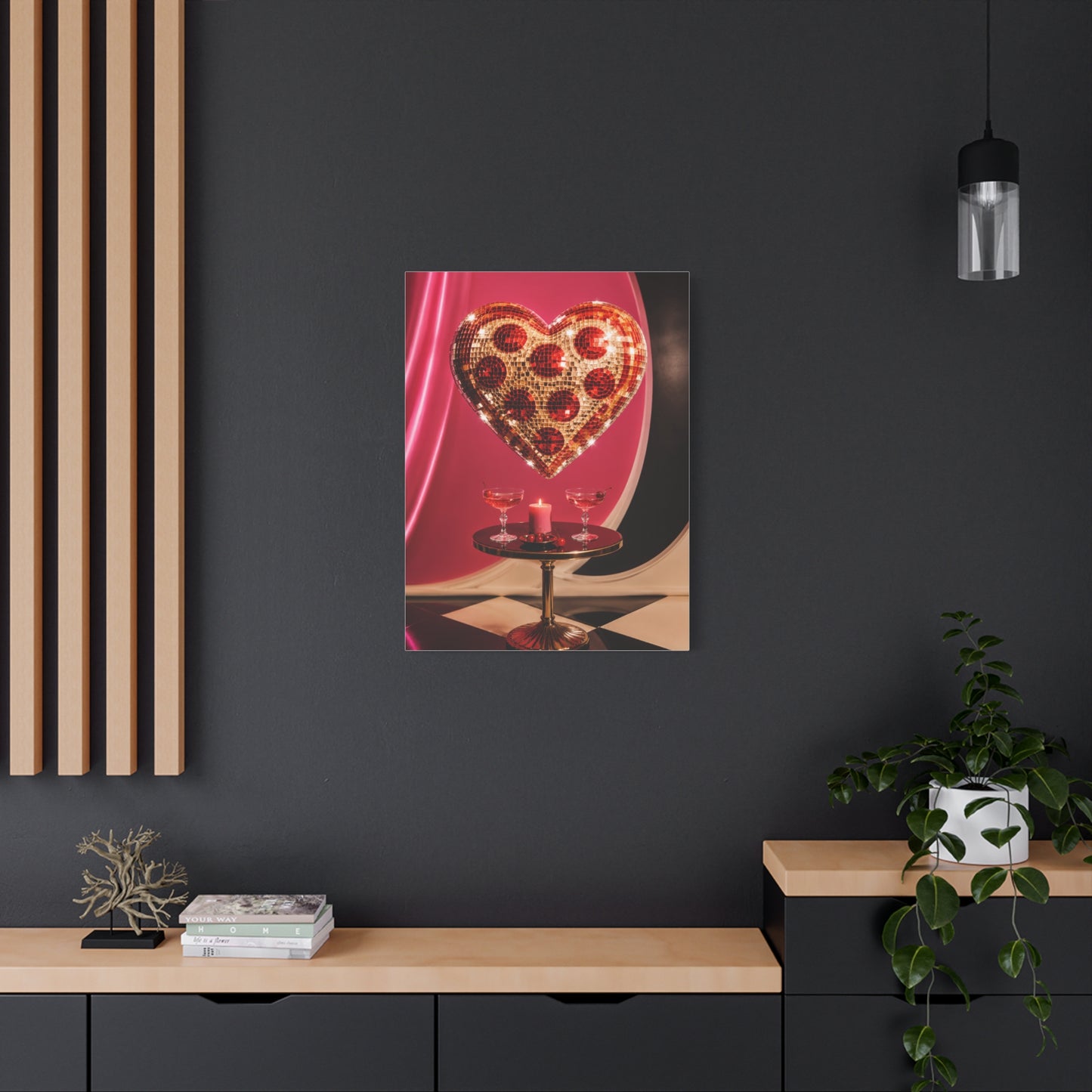 Disco Heart Cocktail Romance Scene Wall Art & Canvas Print