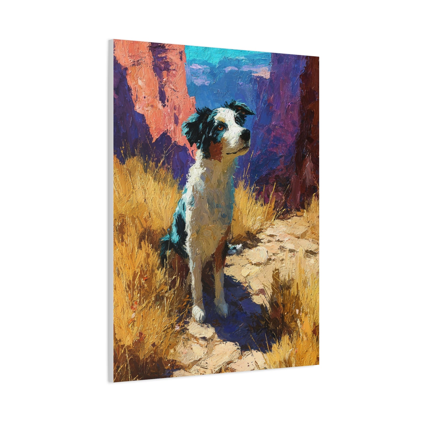 Australian Shepherd Desert Canyon Wall Art & Canvas Print