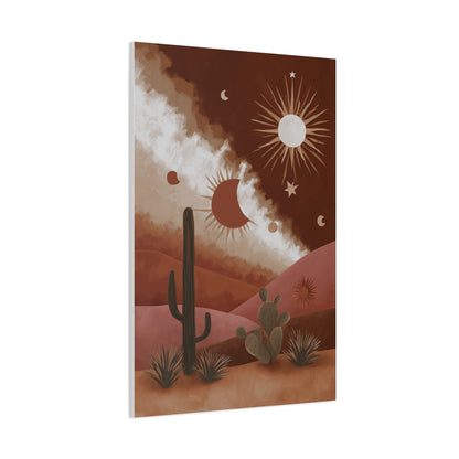 Boho Desert Sun and Moon Landscape Wall Art & Canvas Print