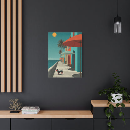 Dachshund Seaside Promenade Wall Art & Canvas Print