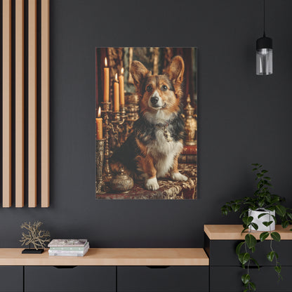 Candlelit Royal Corgi Portrait Wall Art & Canvas Print