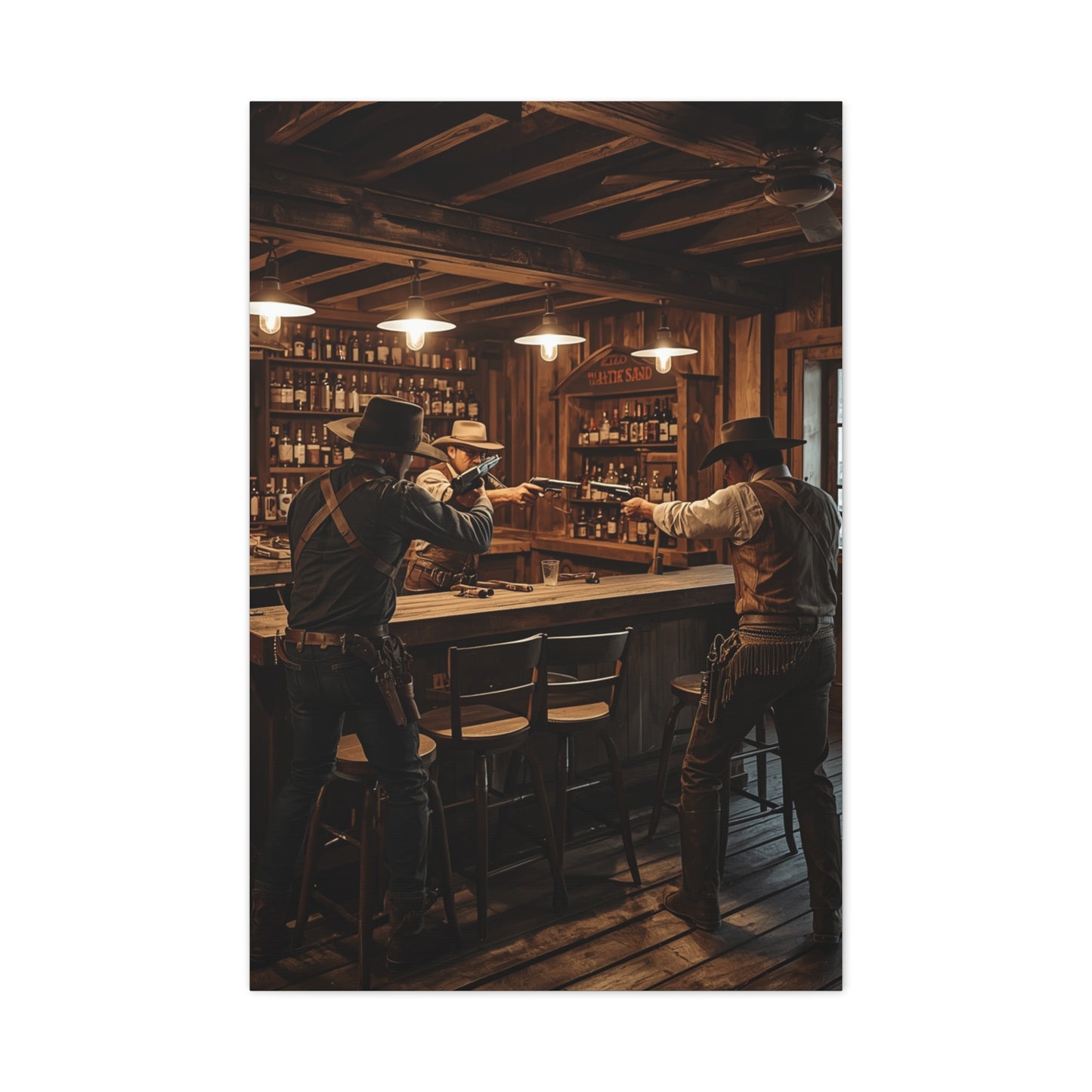Wild West Saloon Gunfight Wall Art & Canvas Print