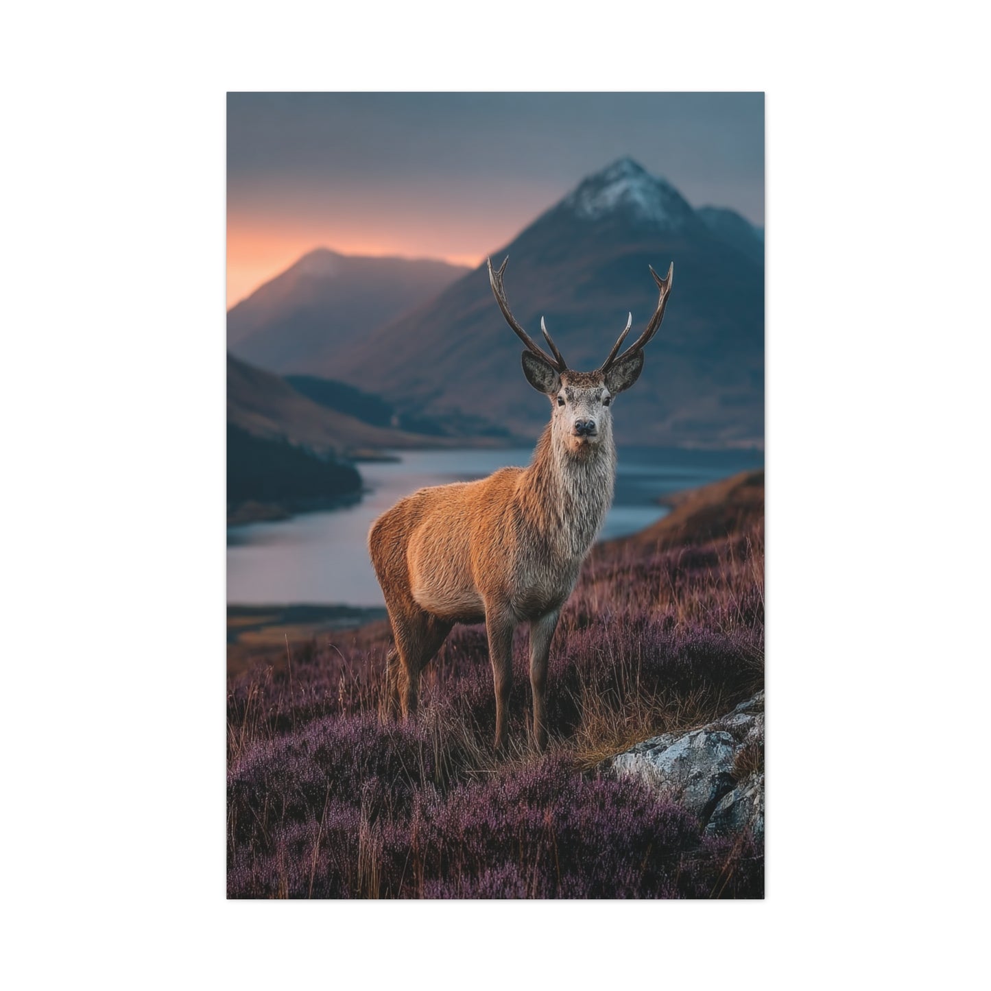 Scottish Highland Sunrise Stag Wall Art & Canvas Print