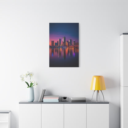 Modern City Skyline at Dusk Wall Art & Canvas Print