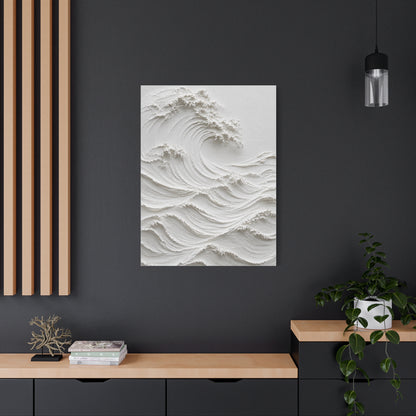 Minimal White Sculptural Wave Texture Wall Art & Canvas Print