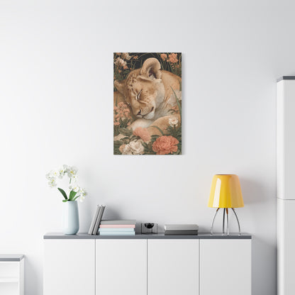 Lion Cub Floral Dream Portrait Wall Art & Canvas Print
