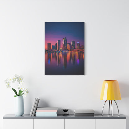 Modern City Skyline at Dusk Wall Art & Canvas Print