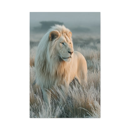 White Lion Frosted Grass Portrait Wall Art & Canvas Print