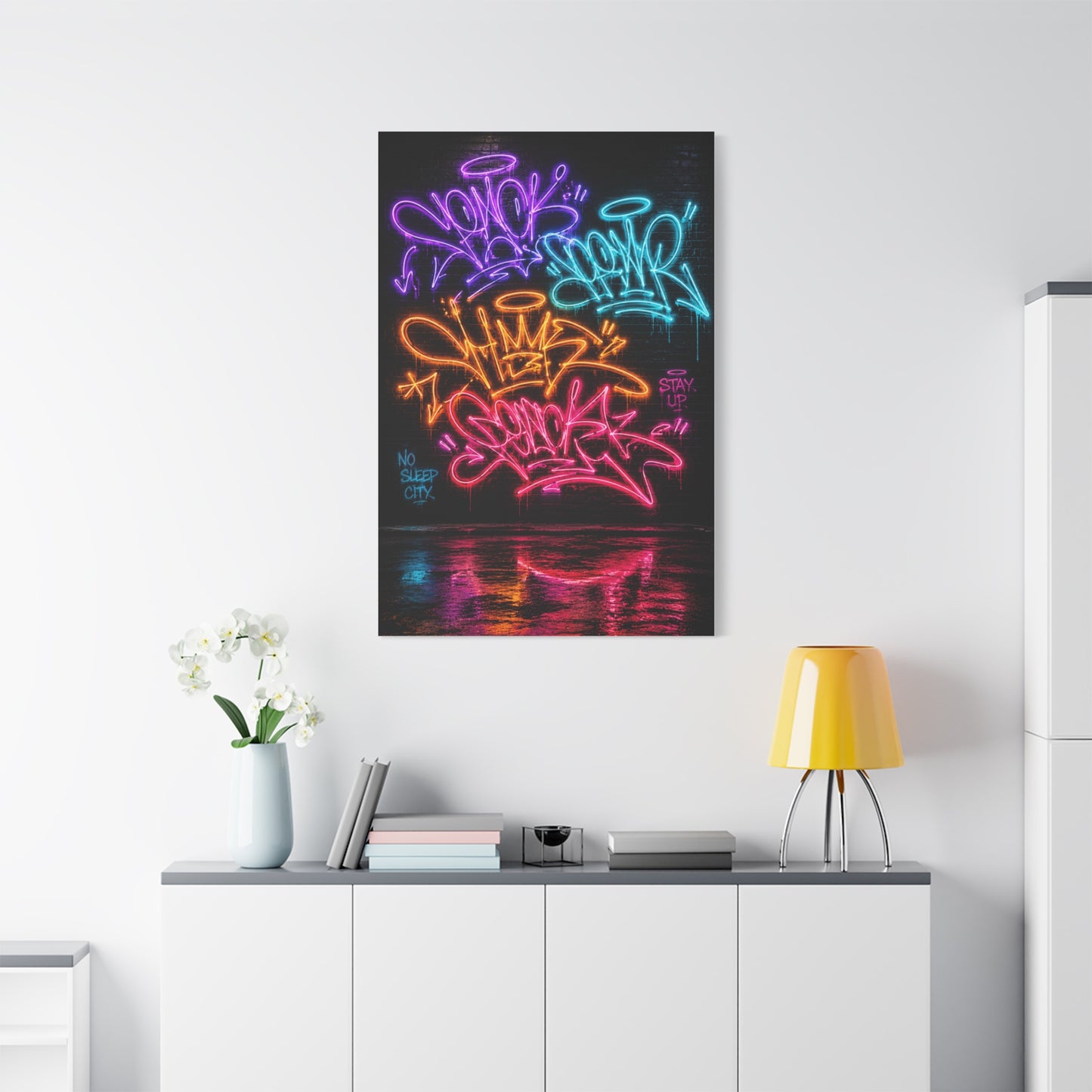 Neon Graffiti Tags Urban Glow Street Wall Art & Canvas Print