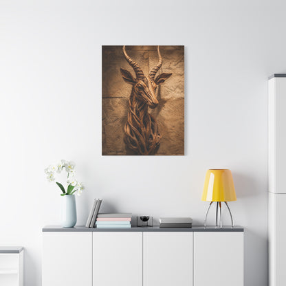Teak Root Antelope Sculptural Mount Wall Art & Canvas Print