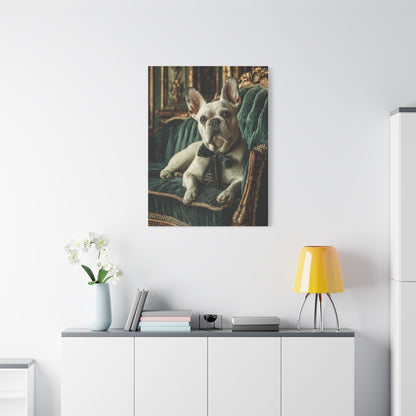French Bulldog Velvet Sofa Portrait Wall Art & Canvas Print