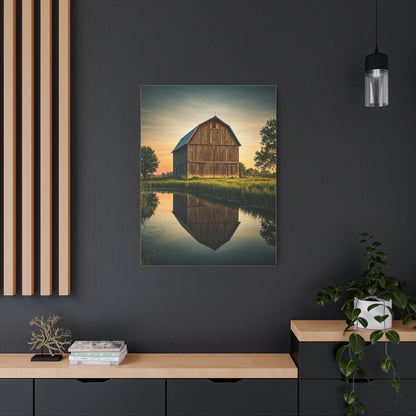 Reflected Barn in Tranquil Waters Wall Art & Canvas Prints
