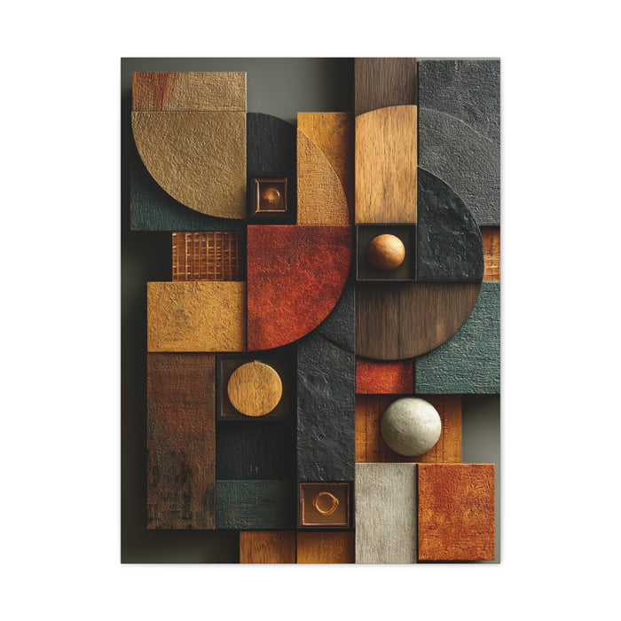 Sculptural Geometric Panel Abstract Wall Art & Canvas Print