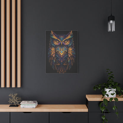 Jewel Feather Fractal Owl Wall Art & Canvas Print