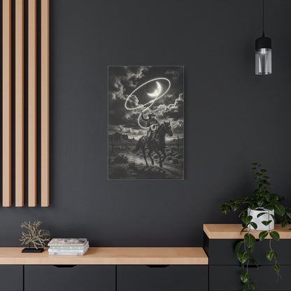 Moon Lasso Cowgirl Night Scene Wall Art & Canvas Print