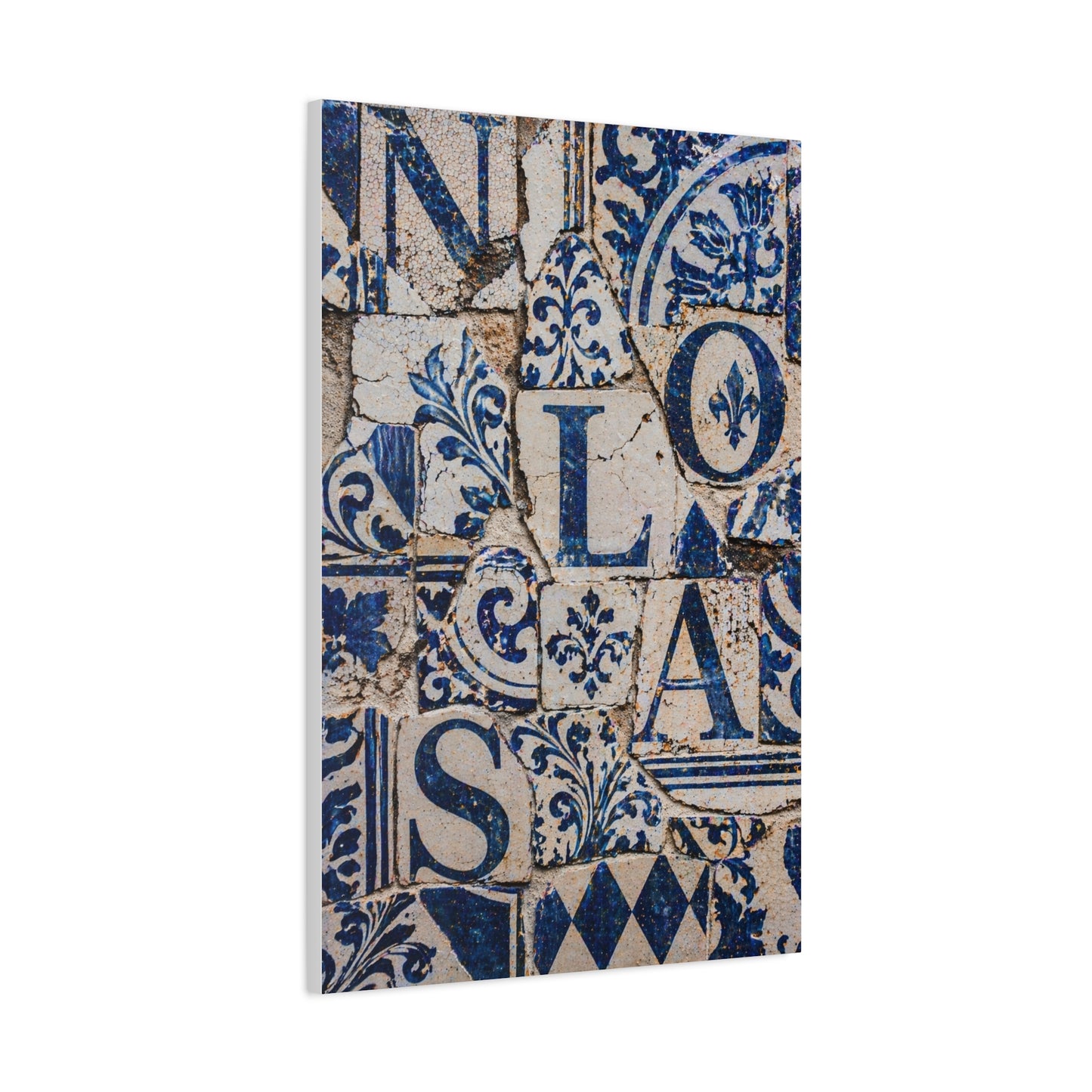 Blue Tile Mosaic Letter Composition Wall Art & Canvas Print