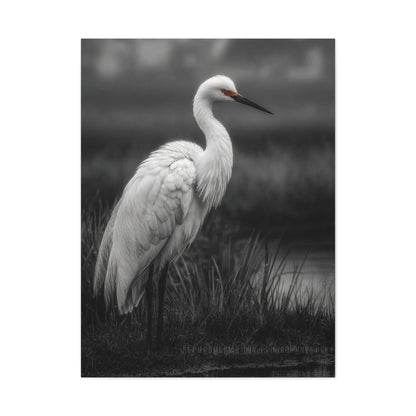 Light Grey Crane Mist Portrait Wall Art & Canvas Print