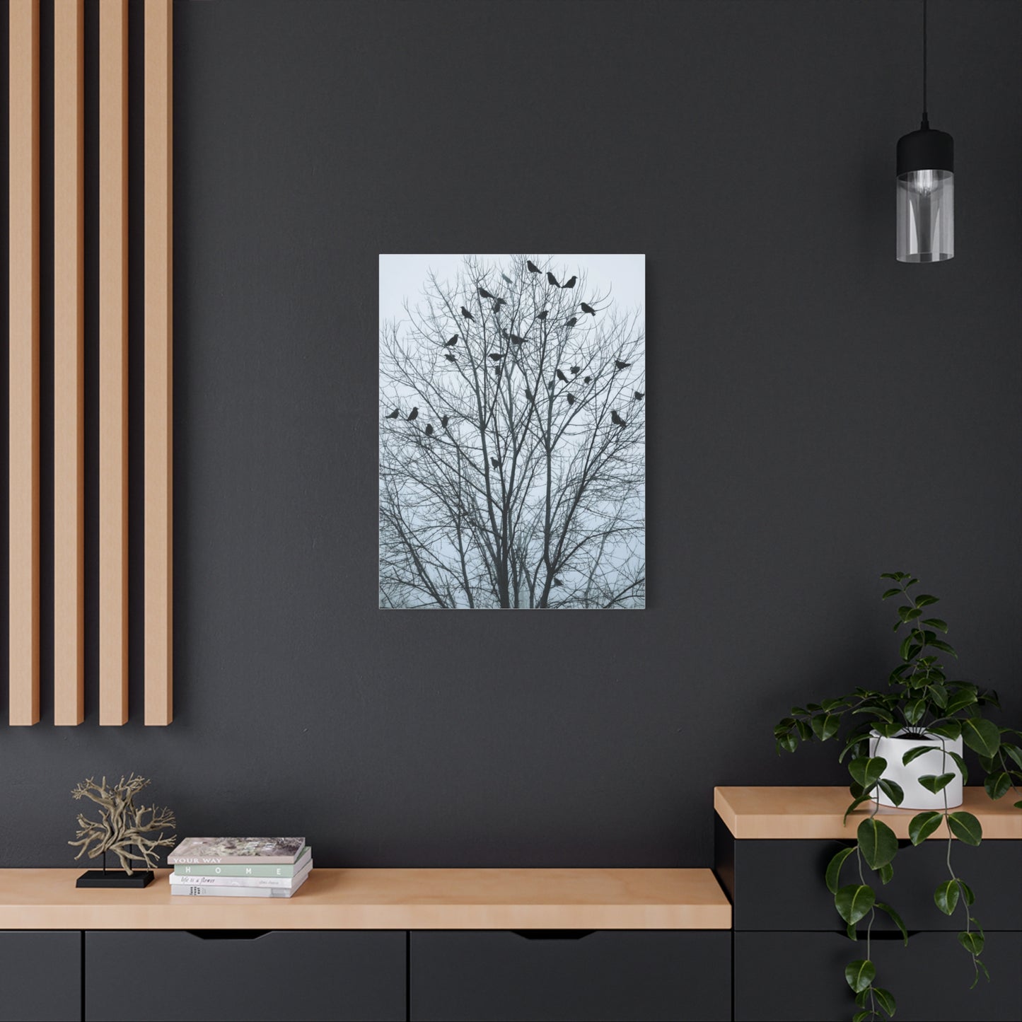 Tree of Crows Silhouette Wall Art & Canvas Print