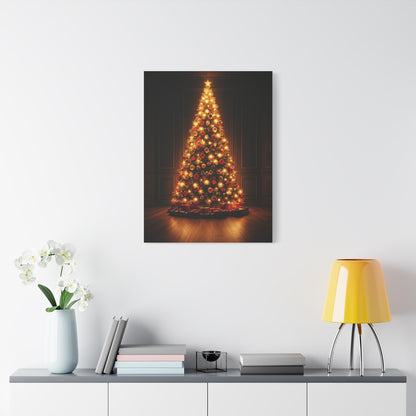 Golden Christmas Tree Glow Wall Art & Canvas Print