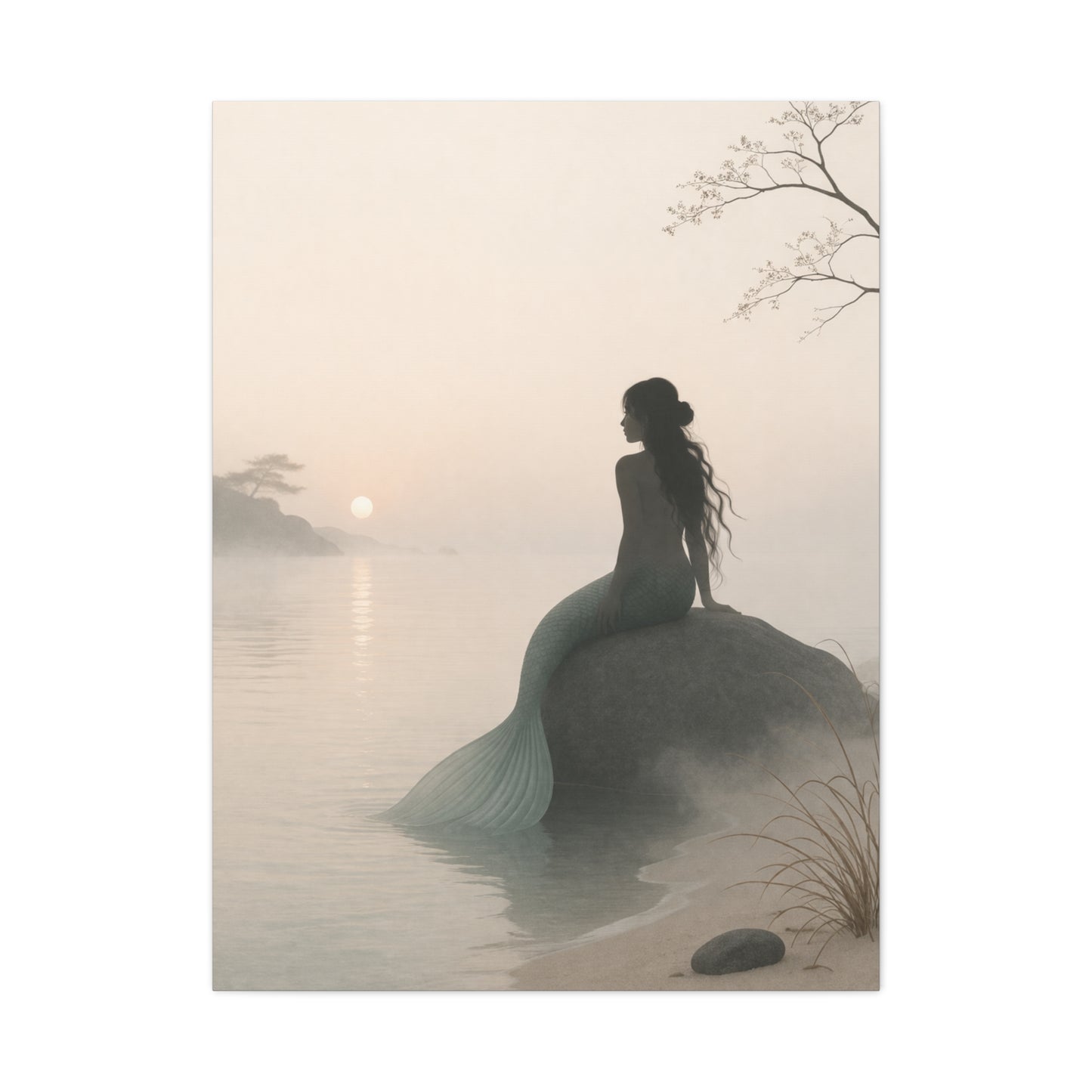 Misty Shore Mermaid Serenity Wall Art & Canvas Print