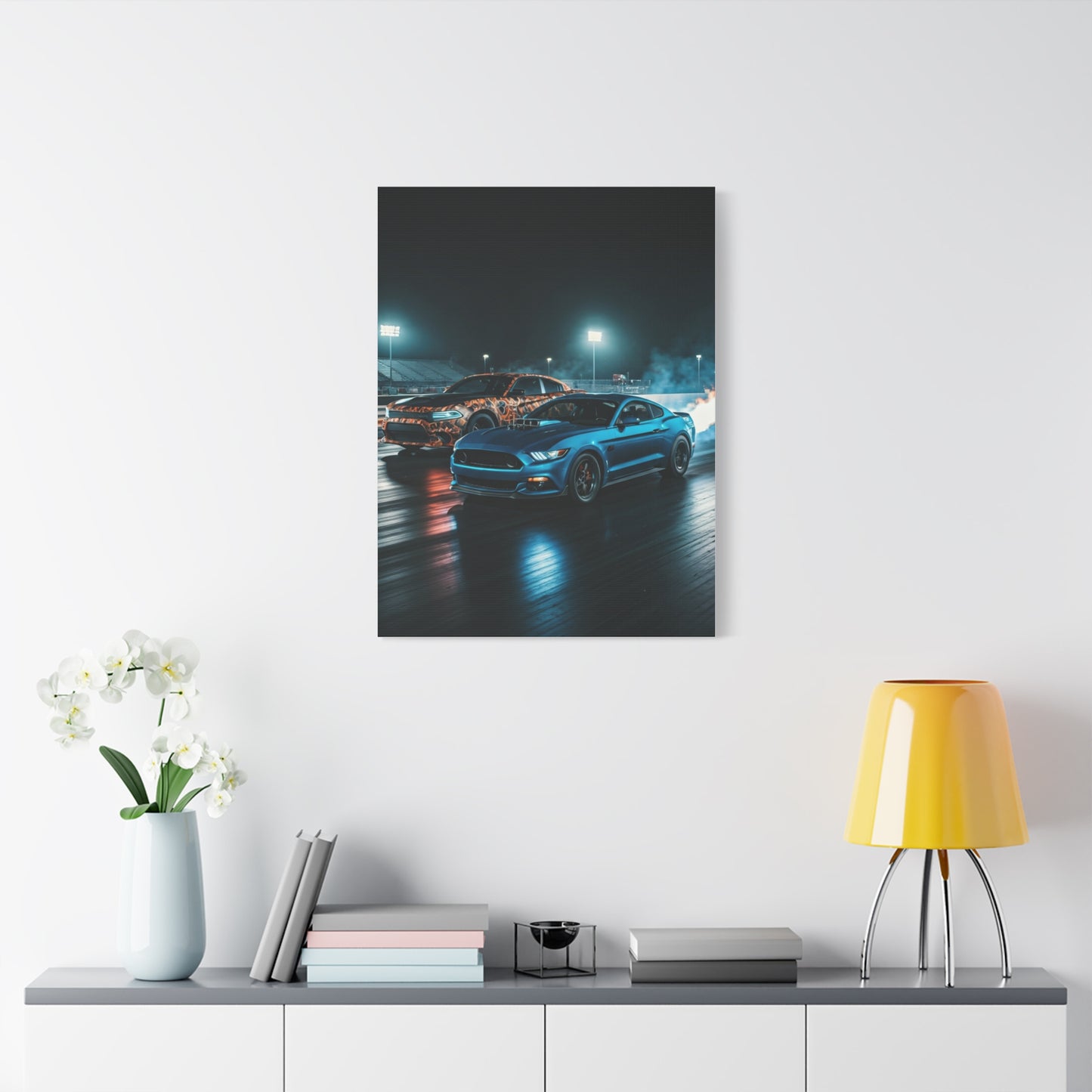 Blue Mustang Surge – Hellcat Widebody Drag Duel Wall Art & Canvas Prints