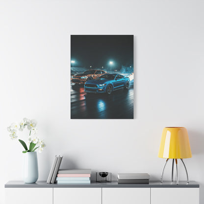 Blue Mustang Surge – Hellcat Widebody Drag Duel Wall Art & Canvas Prints