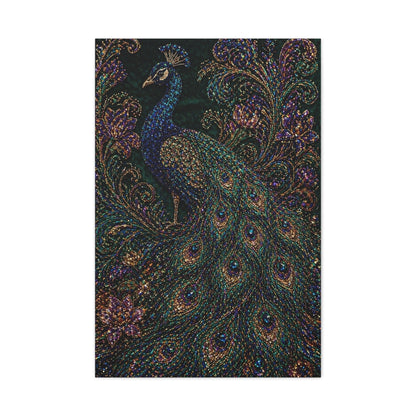 Beaded Textile Peacock Couture Wall Art & Canvas Print
