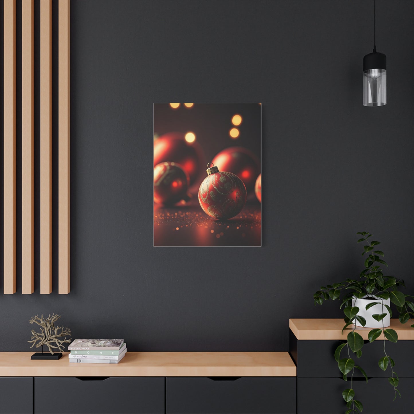 Red Christmas Baubles Festive Glow Wall Art & Canvas Print