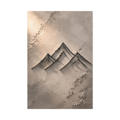 Minimalist Metal-Line Mountain Concept Wall Art & Canvas Print