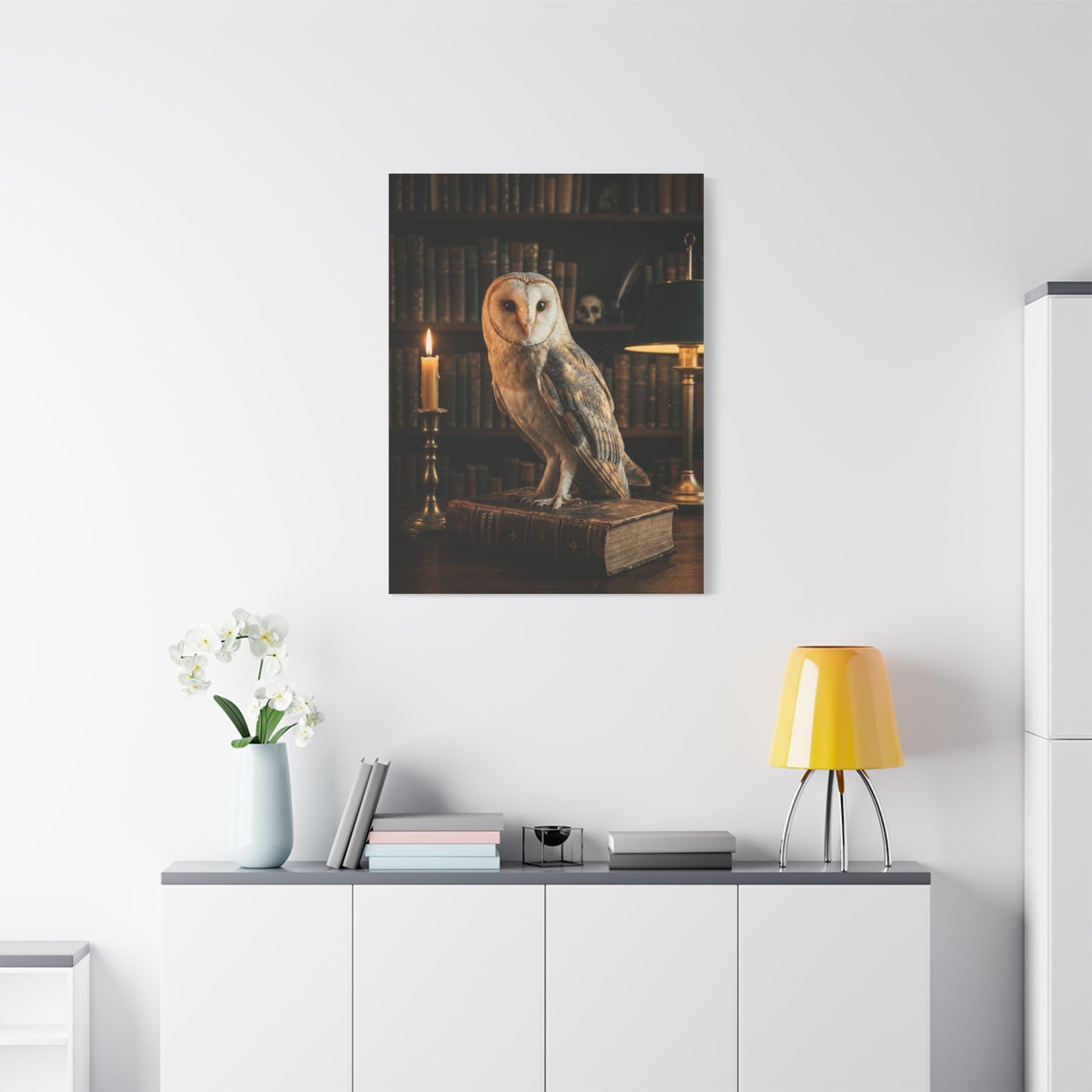 Classic Majestic Barn Owl Library Portrait Wall Art & Canvas Print