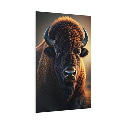 Golden Prairie Rim-Lit Bison Portrait Wall Art & Canvas Print
