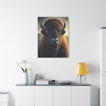Warm-Toned Symmetrical Bison Portrait Wall Art & Canvas Print