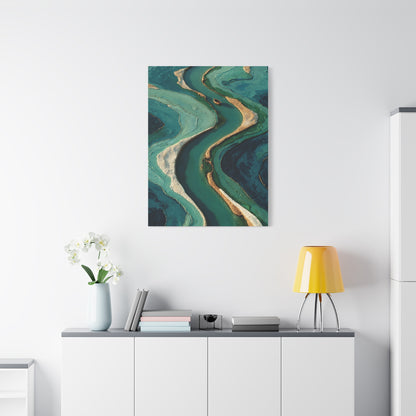 Aerial Marsh Green River Abstract Wall Art & Canvas Print