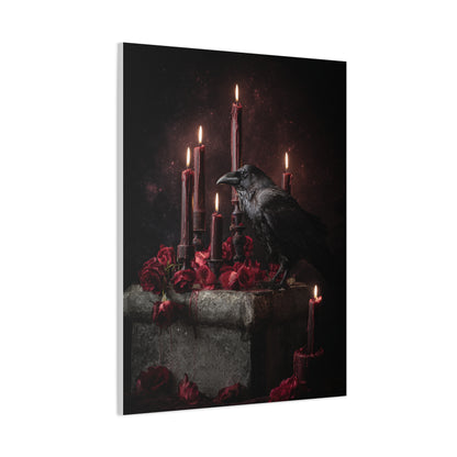 Raven with Candles and Crimson Roses Wall Art & Canvas Print