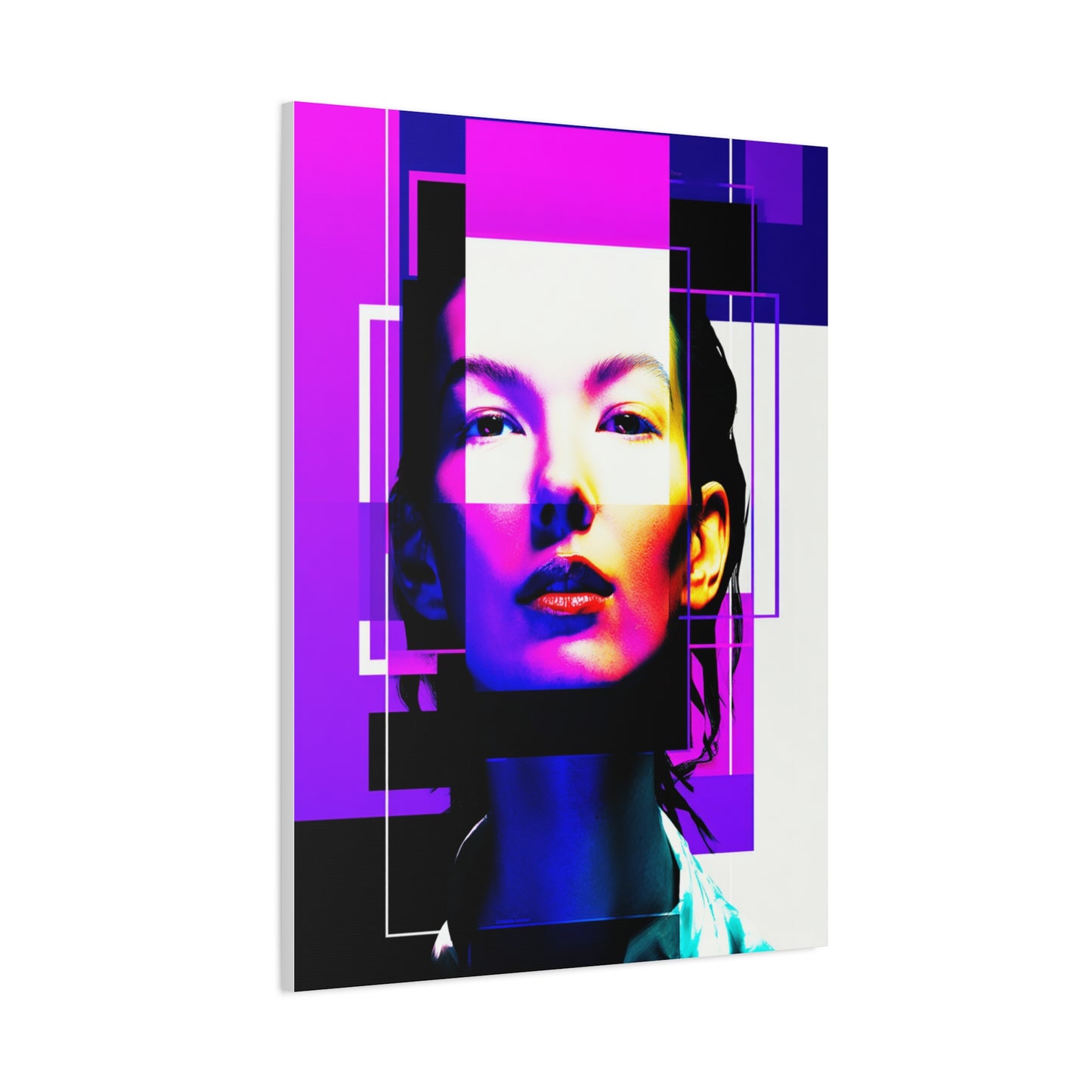 Neon Geometry Portrait Wall Art & Canvas Print
