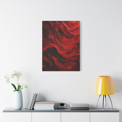 Crimson Wave Impasto Texture Wall Art & Canvas Print