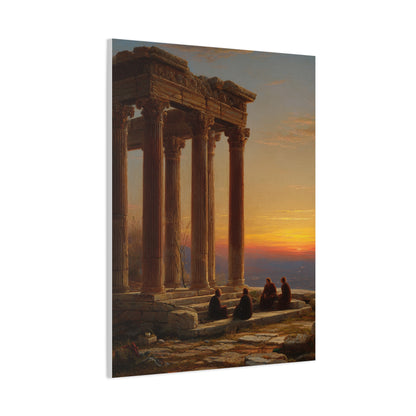 Greek Temple Ruins at Sunset with Philosophers Wall Art & Canvas Print