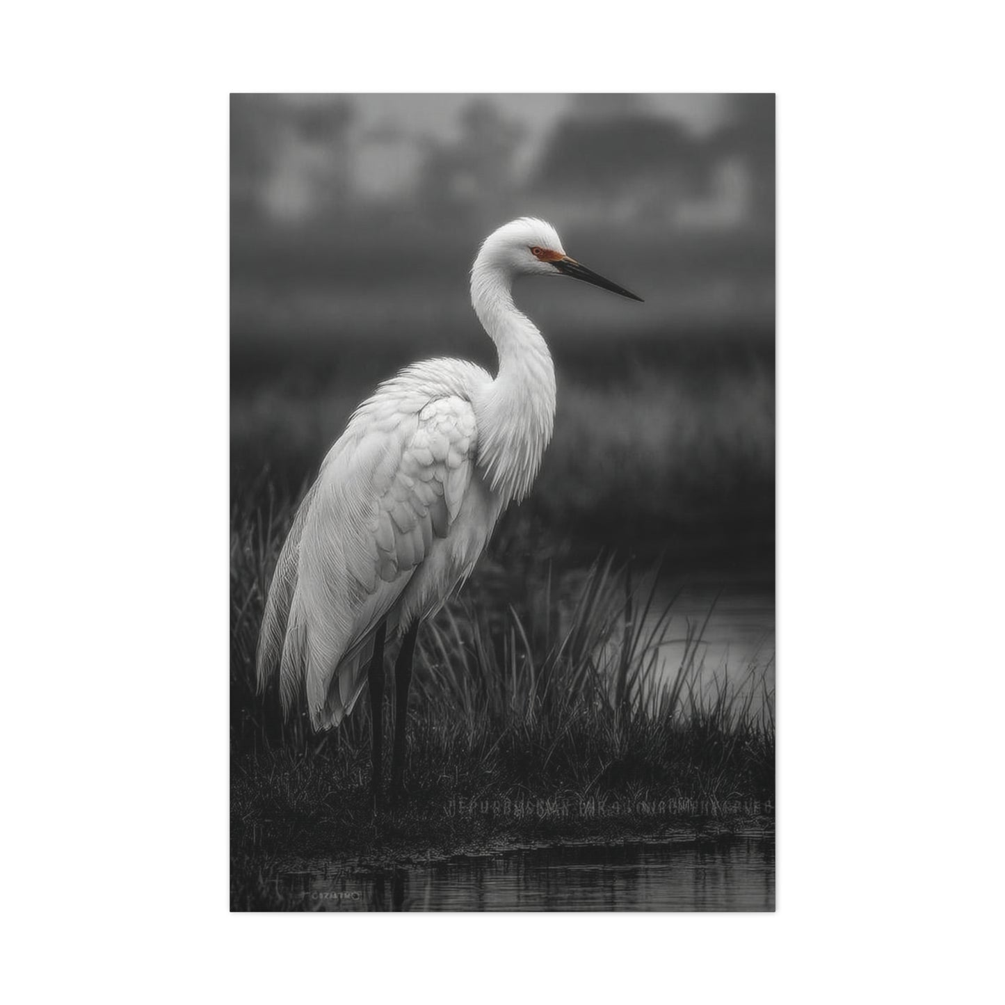 Light Grey Crane Mist Portrait Wall Art & Canvas Print