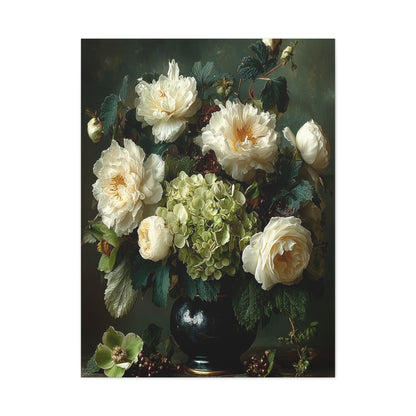 Dutch Floral Green Still Life Wall Art & Canvas Print