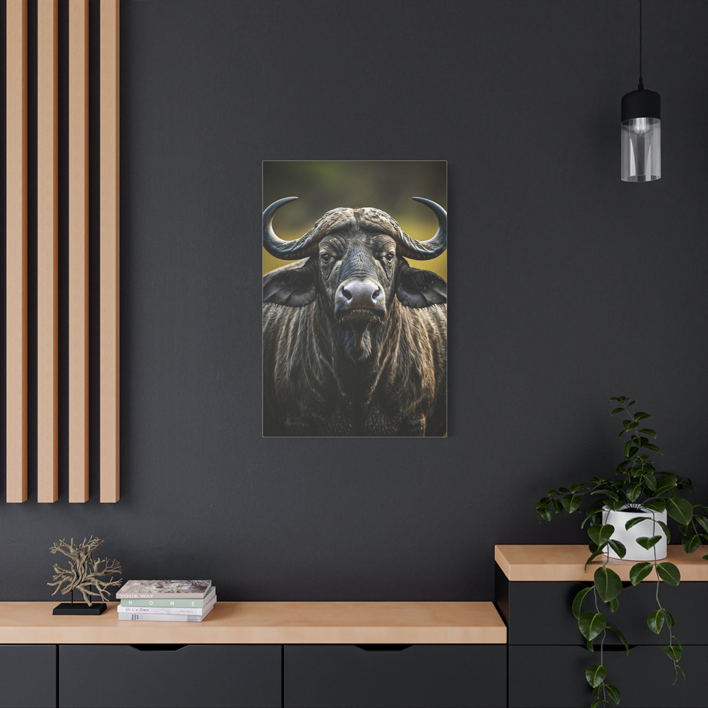 Golden Rim-Lit Buffalo Portrait Wall Art & Canvas Print
