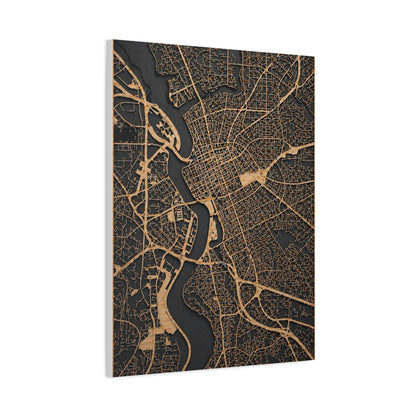 Laser-Cut City Map Relief Wall Art & Canvas Print