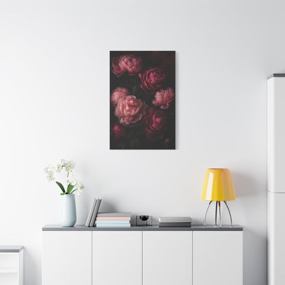 Dark Peony Floral Pink Wall Art & Canvas Print