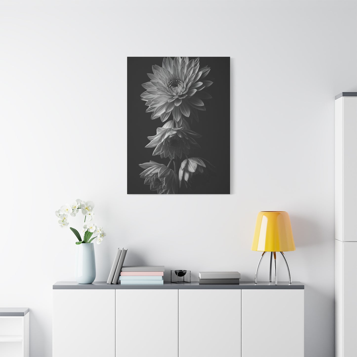 Vertical Dahlia Stem Composition Wall Art & Canvas Prints