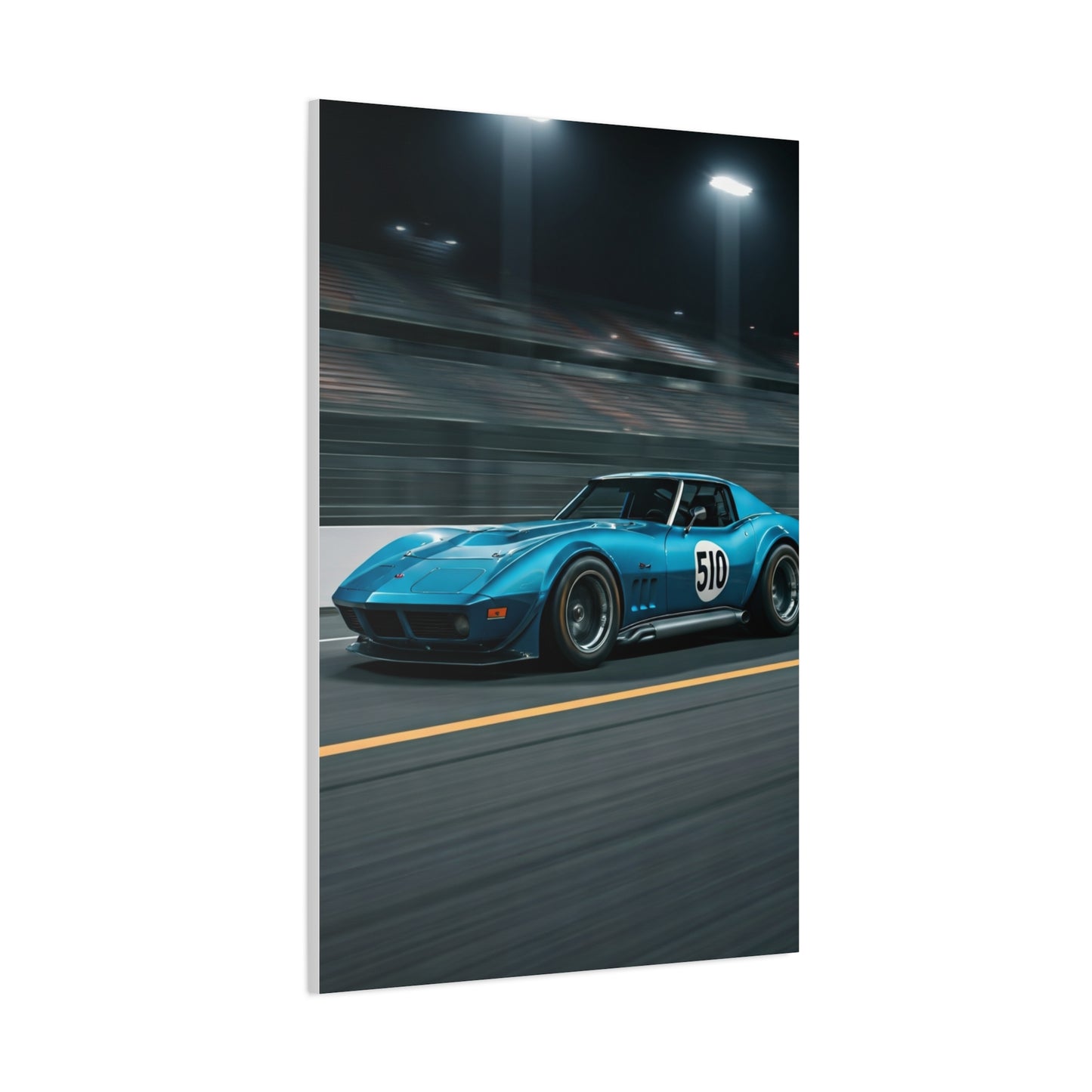 1970 Chevrolet Corvette C3 Pit Lane Under Lights Wall Art & Canvas Prints