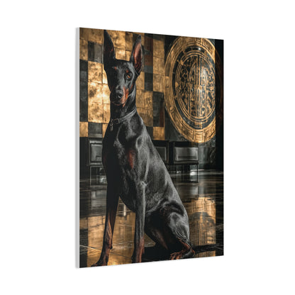 Doberman Art Deco Portrait Wall Art & Canvas Print