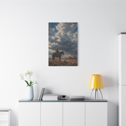 Cowboy Storm Horizon Monument Scene Wall Art & Canvas Print