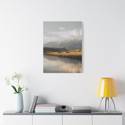 Mountain River Cattle Pasture Wall Art & Canvas Print