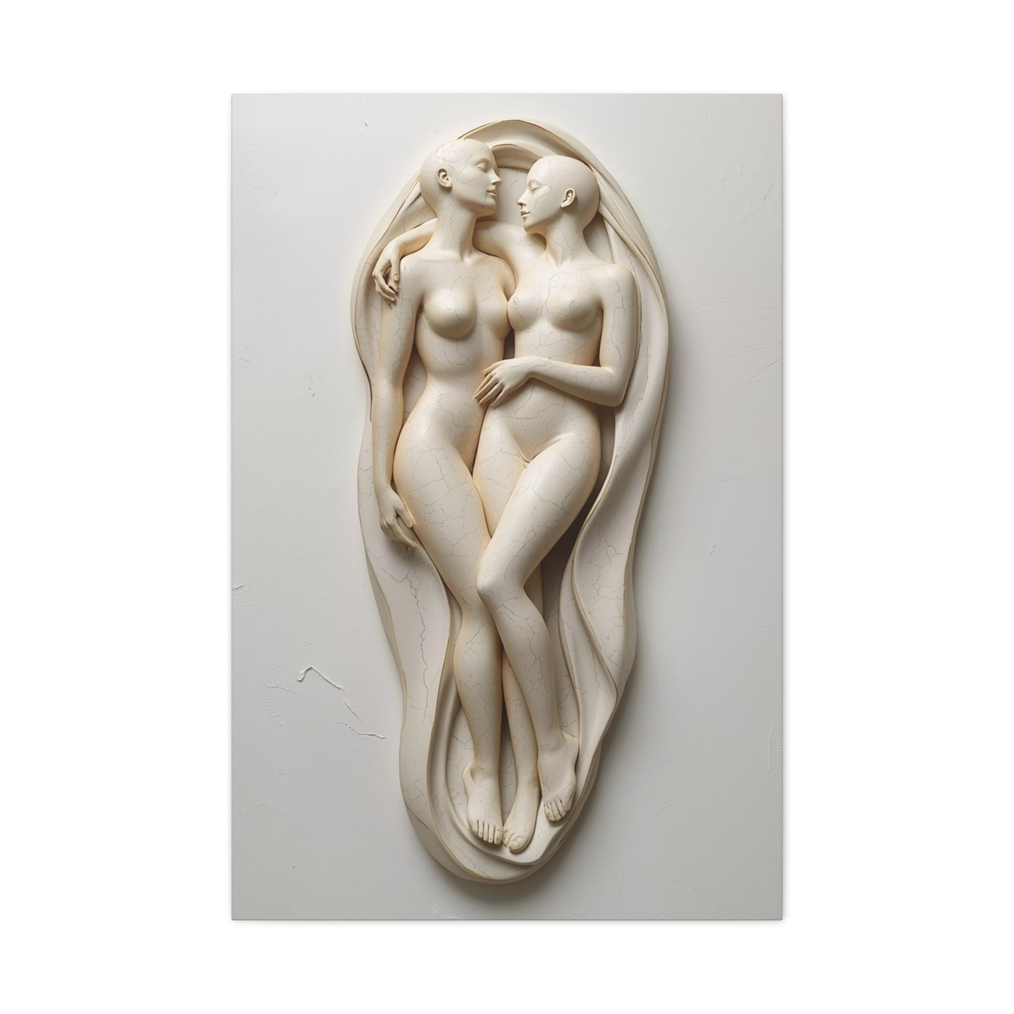 Sculptural Dual Figure Relief Wall Art & Canvas Print